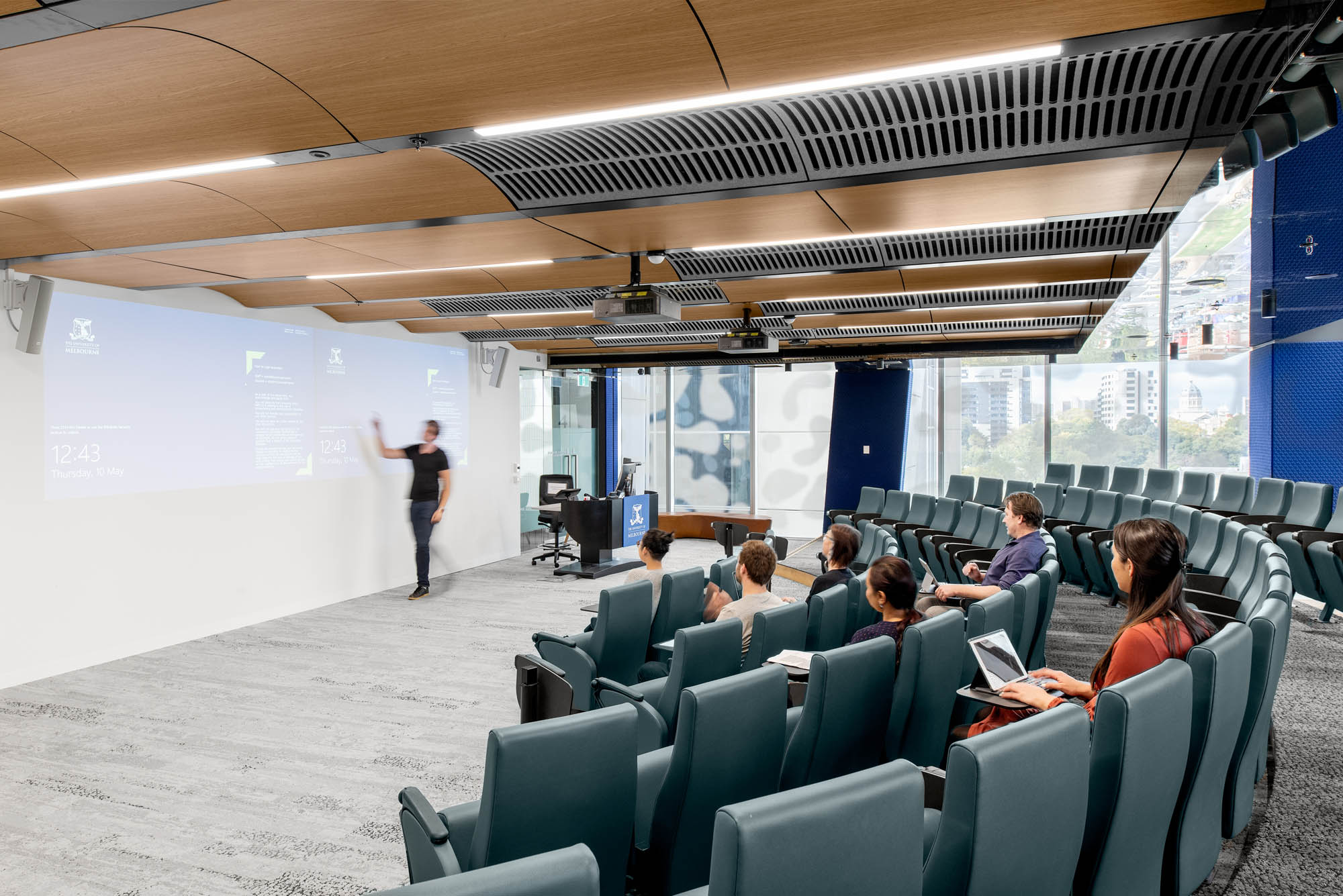 University of Melbourne Carlton lecture theatre with students and tacher