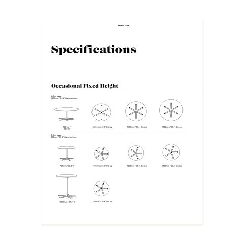 Krossi Table Specification Sheet