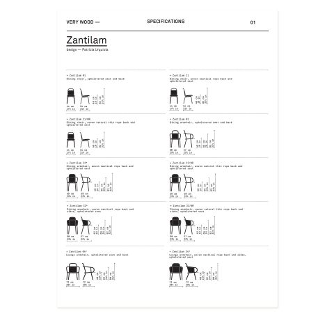 Zantilam Chair & Stool Specification Sheet