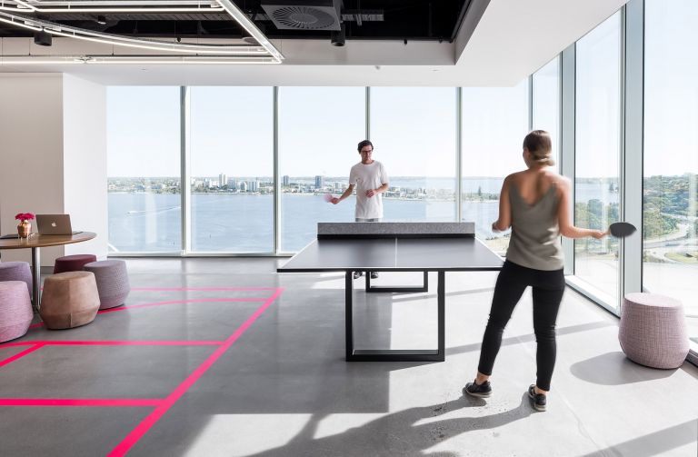 dentsu aegis network breakout space table tennis with perth bay water view