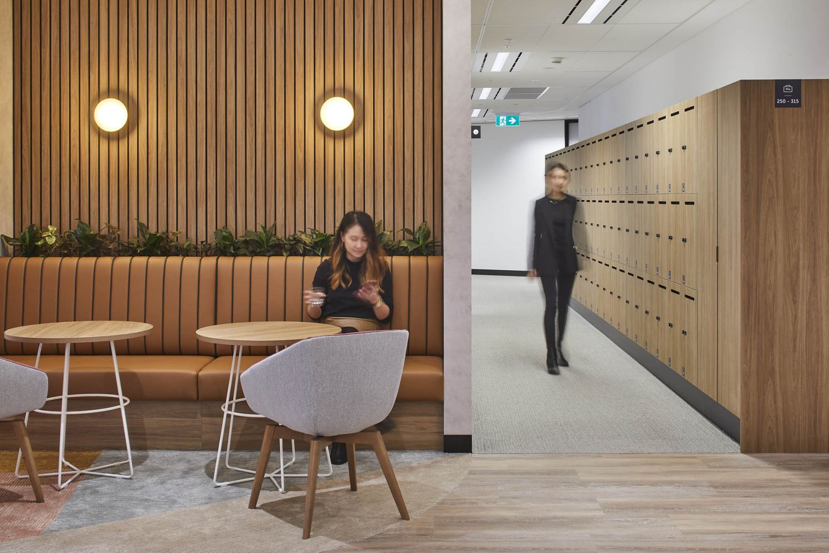 government fitout office workplace breakout booth seating lockers