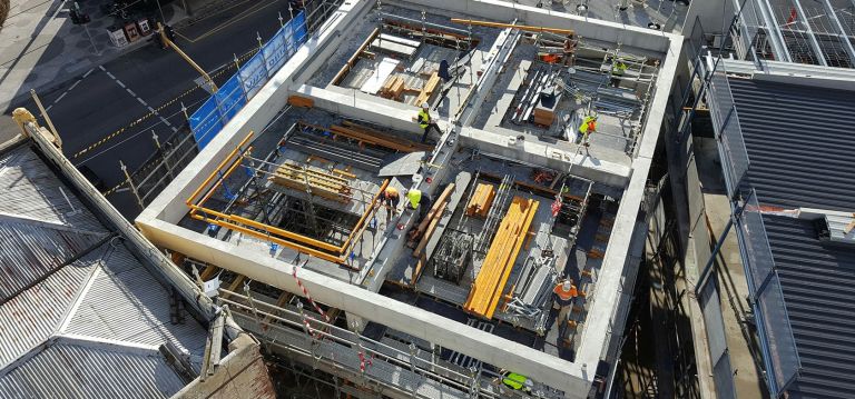 construction site melbourne village belle hotel aerial photo