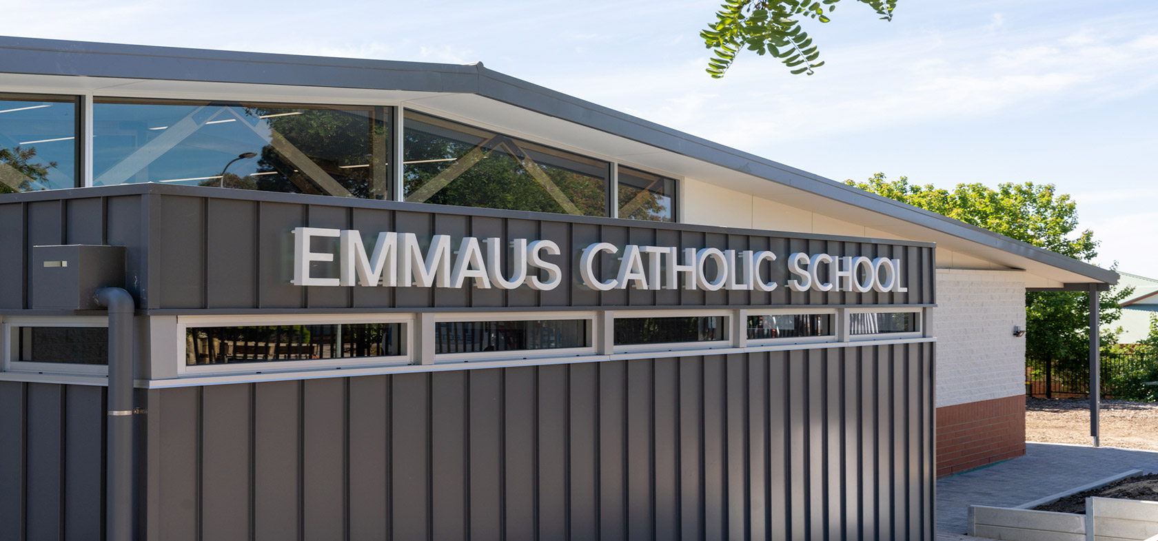 schiavello construction adelaide emmaus catholic primary school education fitout building exterior sign
