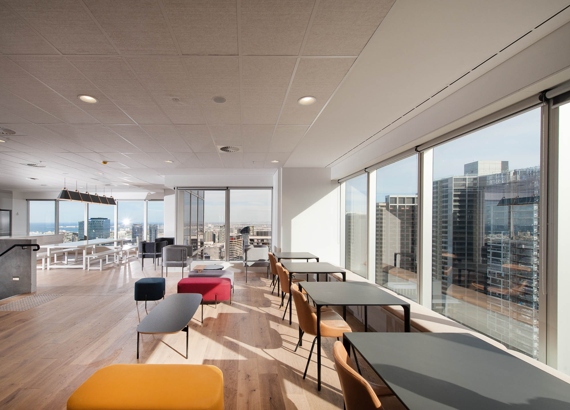 australian government solicitor melbourne office featuring breakout casual seating area with city view