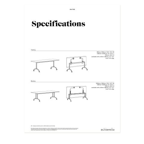 Aire Fold Table Specification Sheet