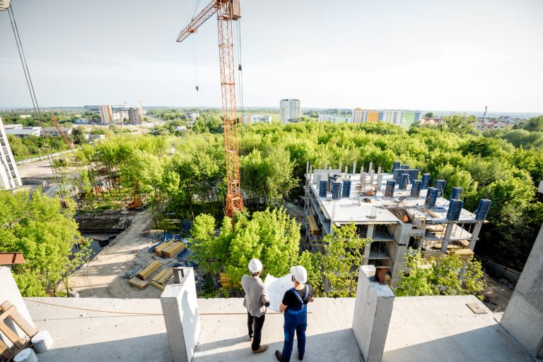 Overlooking construction of urban development