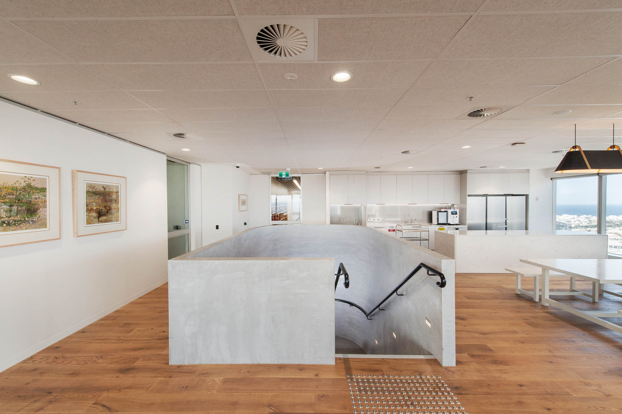 australian government solicitor melbourne office with entrance to concrete internal staircase