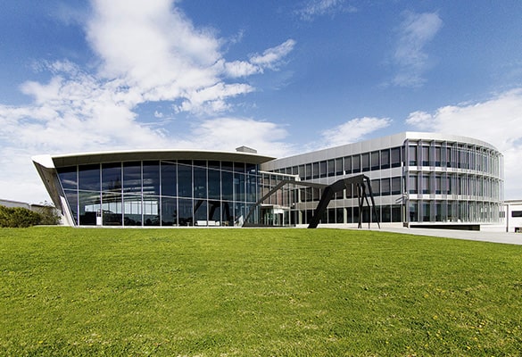 architecture, building, office building, grass, plant, convention center, lawn