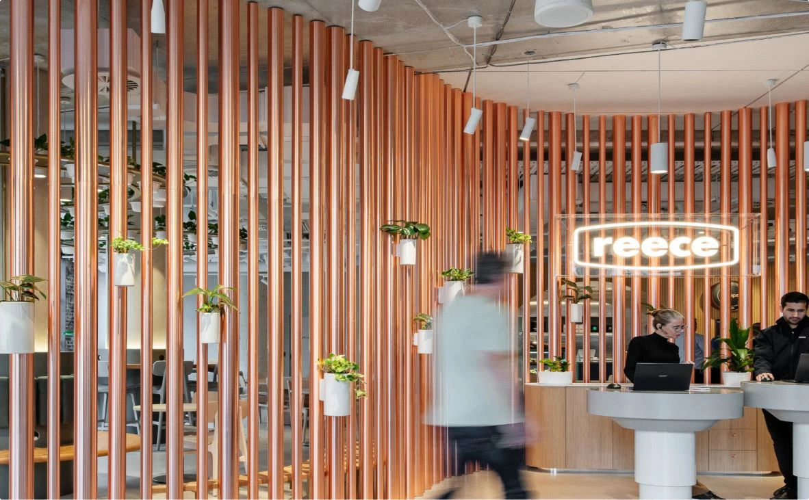 indoors, interior design, person, adult, male, man, building, foyer, plant, face